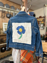 Load image into Gallery viewer, Upcycled Denim Jacket - XS (5) - Blue Flower