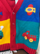 Load image into Gallery viewer, Trains and Planes Cardigan - 24 month - Vintage Sweater