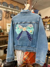 Load image into Gallery viewer, Upcycled Denim Jacket - Kids M(8) - Bow