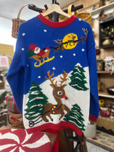 Load image into Gallery viewer, Blue Rudolph - Small - Vintage Holiday Sweater