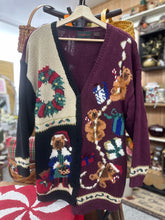 Load image into Gallery viewer, Teddy Bear Cardigan - Large - Vintage Holiday Sweater
