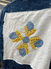Load image into Gallery viewer, Upcycled Denim Jacket - 3t - Yellow + Blue
