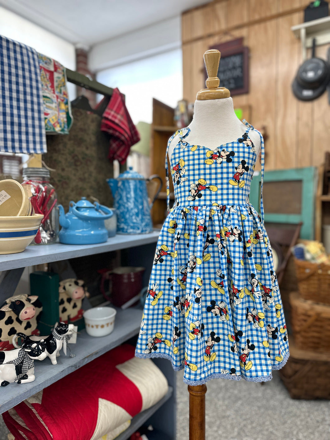 5t - Gingham Mickey Tie Strap Dress
