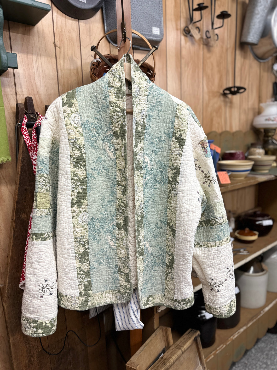 Medium Quilt Coat - Green + Cream