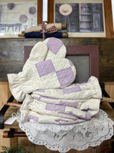 Load image into Gallery viewer, Check Purple + White Quilt Mittens - Placement Varies
