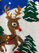 Load image into Gallery viewer, Blue Rudolph - Small - Vintage Holiday Sweater
