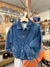 Load image into Gallery viewer, Upcycled Denim Jacket - 3t - Yellow + Blue

