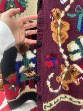 Load image into Gallery viewer, Teddy Bear Cardigan - Large - Vintage Holiday Sweater
