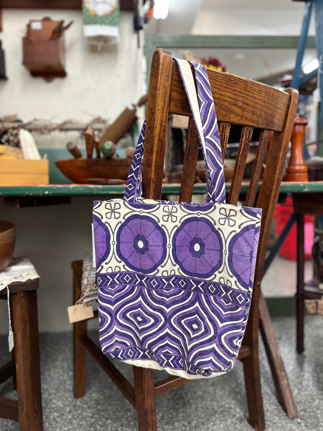 Upcycled Tapestry Tote - Purple