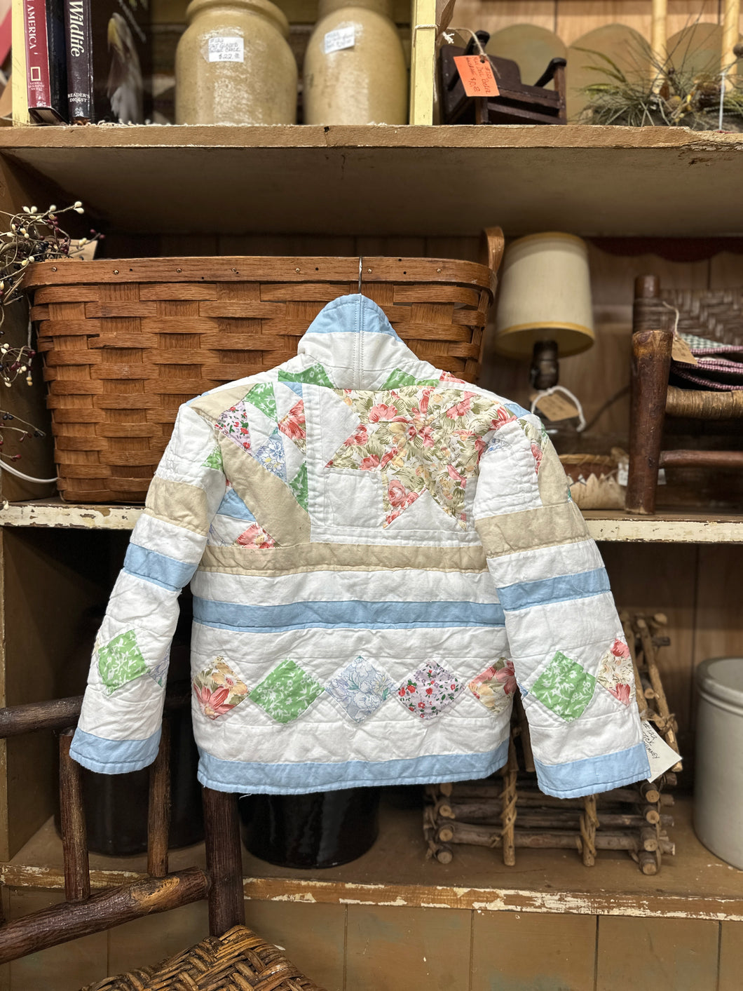 3t Quilt Coat - Tan + Blue