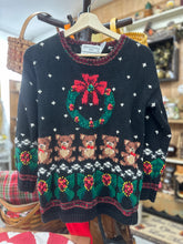 Load image into Gallery viewer, Teddy + Wreath - Petite Small - Vintage Holiday Sweater
