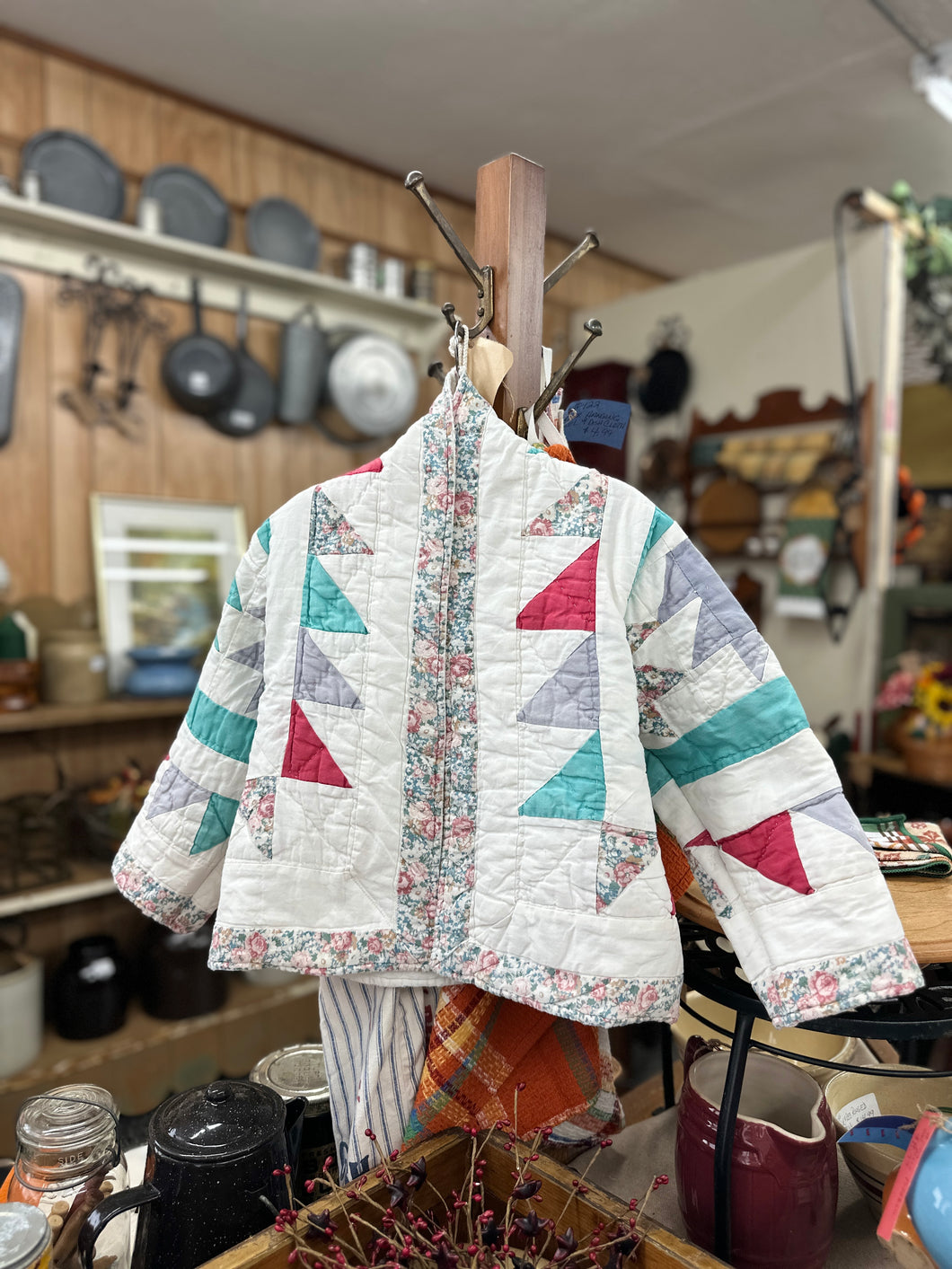 5t Quilt Coat - Teal + Red