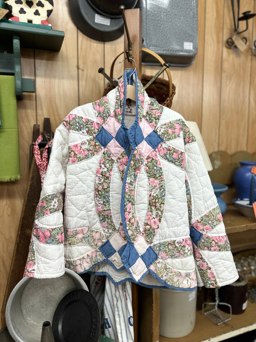7y Quilt Coat - Floral + Pink